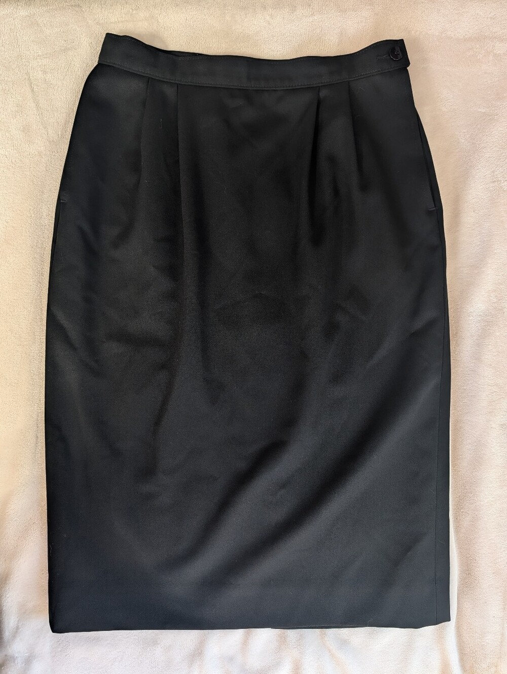 Vintage Pendleton Black Wool Pleated Midi Skirt with Pockets - Size 8 (70s/80s)